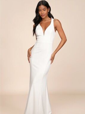 LULUS Forever Crush White Mermaid Maxi Dress XS	   *WAITLIST ONLINE*